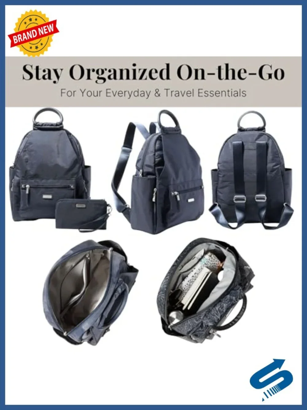 Lightweight Water-Resistant Travel Backpack with RFID Wristlet